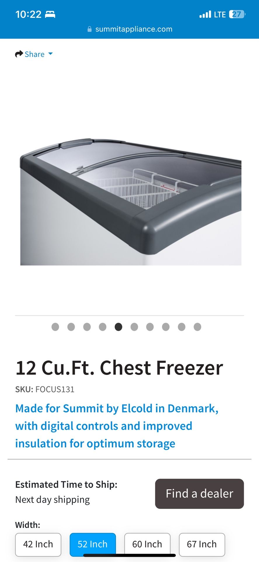 Summit 12 Cubic Ft Chest Freezer