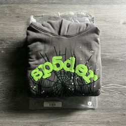 Gray and Green Spider Hoodie - Size Large