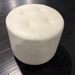 White Leather Ottoman