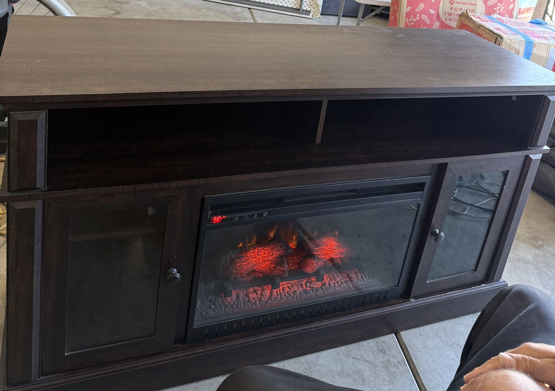 Fireplace TV Stand for 60 Inch TV, TV Console with 26” Electric Fireplace, Console Entertainment Center Television Table for Living Room