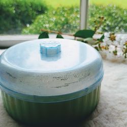 Vintage Spring Fresh Powder canister w screen and puff, vintage beauty, cosmetics