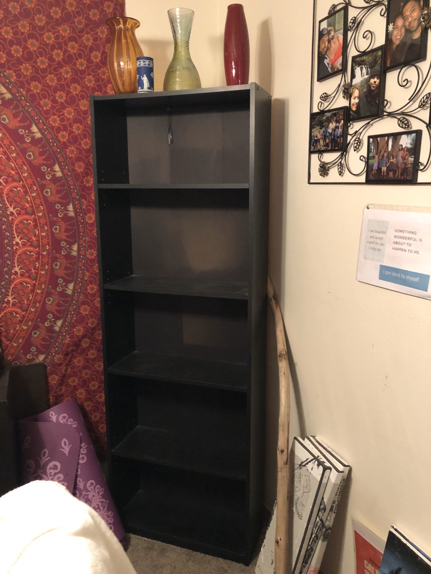 Tall black bookshelf