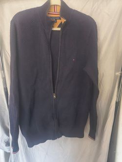 Tommy Hilfiger Navy Zip-Up Knit Sweater