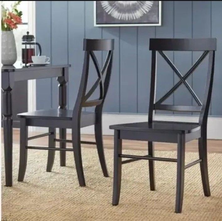 "Albury" Cross Back Dining Chairs- in Black (Set of 2) By Buylateral