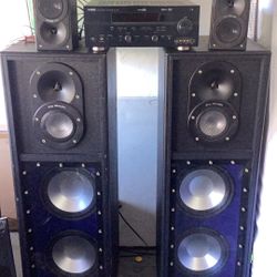 Pro Studio 12inx4 Tower Dj Speakers/with Mid Range Speakers.Yamaha Natural Sound Receiver rx V750