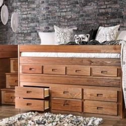 Brand New Rustic Style Mahogany Twin Size Captain Bed Frame 