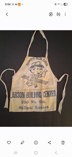 VINTAGE CHILD'S CLOTH CANVAS CARPENTERS APRON.. EXTREMELY RARE!  Measures 10x19"...COOL FIND FOR YOUR LITTLE CARPENTER!....asking $50.00