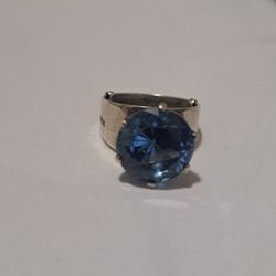 Blue Topaz Ring Set In Sterling Silver 