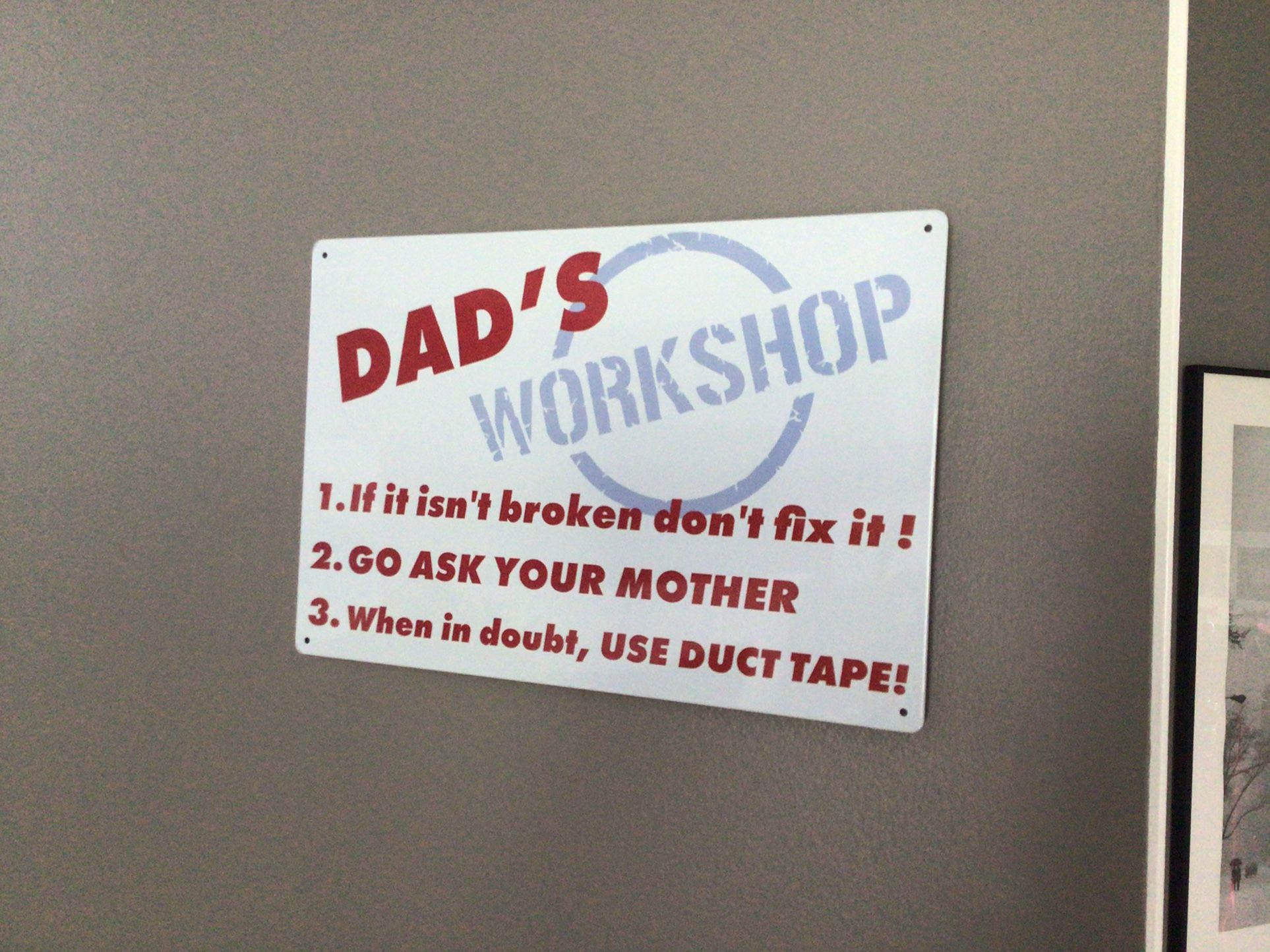 Dad’s Workshop Colorful Lightweight Tin Wall Decor