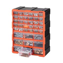 39-Drawer Storage Organizer, Plastic, Drawer Storage Cabinet for Garage Organization, Stackable Small Parts Organizer, Wall-Mounted Toolbox, for Hardw