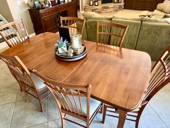 Solid wood table with chairs