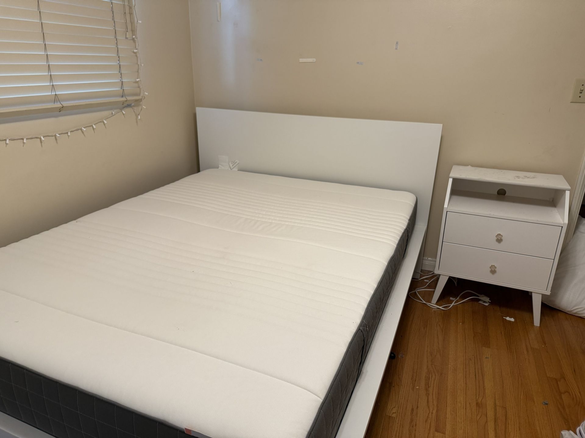 Queen Bed And Mattress + Nightstand