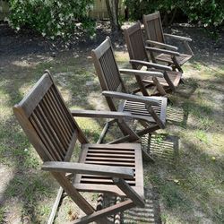 Set Of 4 Teak Folding Chairs