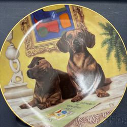Art By Christopher Nick For Danbury Mint Limited Edition Collection “Dachshunds “ China Plate “ The Art Critics”