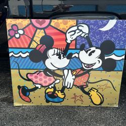 Mikey & Minnie Art Piece Signed By Romero Britto