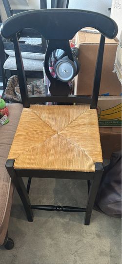 Black Wood Chair with Rush Seat