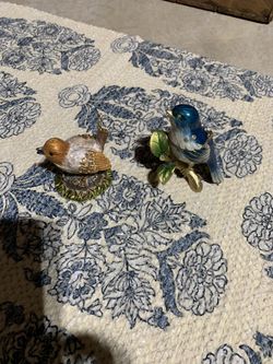Vintage Bluebird And Nightingale Trinket Boxes