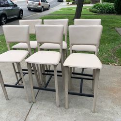 NEW! Maria Yee Metro Leather Bar Height Leather Stools Chairs