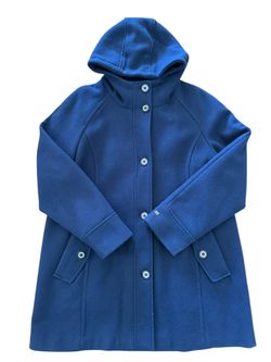 Tommy Hilfiger Women's XL Polyester And Acrylic Hooded Button-Front Blue Coat 