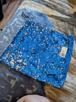 Blue Sequin Mini Skirt with Tags