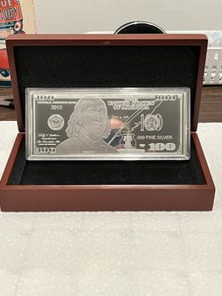 2 WASHINGTON MINT 1oz BEN FRANKLIN $100 SILVER BARS.