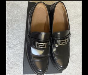Versace Black Leather Slip-On Loafers – Size 10.5