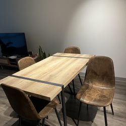 Wood Dining Table Set for 4