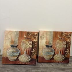 2 Decorative Vase Canvas Wall Art Pieces