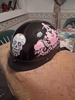 HCI DOT Half Helmet Black with Pink Floral