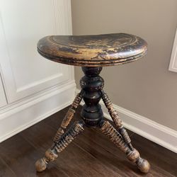 Antique Tonk NY Victorian Adjustable Birch Stool )SEE ALL PHOTOS) 19.5”T