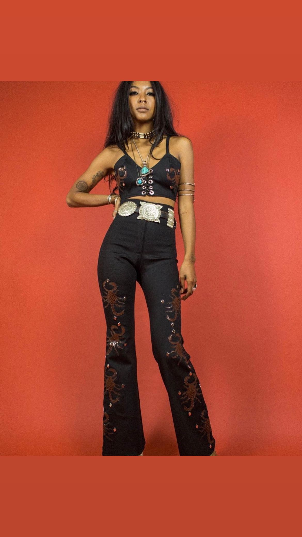 70s Scorpion Bell Bottom Pants And Top