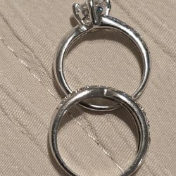 Silver plated Cubic Zirconia Bridal Ring Set - White