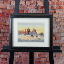 Egyptian Camel Nomads - Framed Watercolor - Delivery Available 