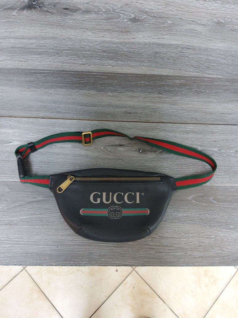 Gucci Logo Printed Small Black Belt Bag Authentic