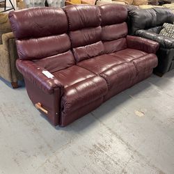Red Maroon Leather Lazboy Recliner Couch (in Store)
