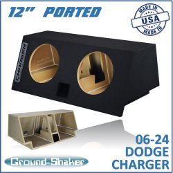 black 12" dual ported sub box, fits 06-26 dodge charger