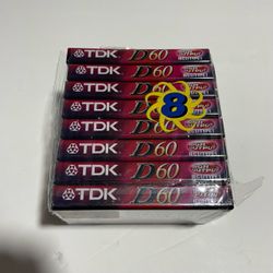 TDK D60 8 Pack Blank Cassette Tapes Recording