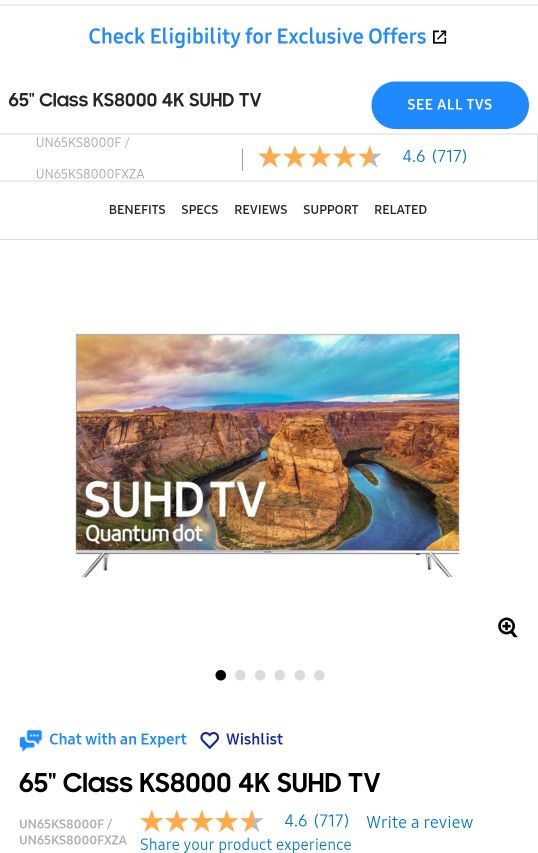 4k Samsung Smart TV 65"