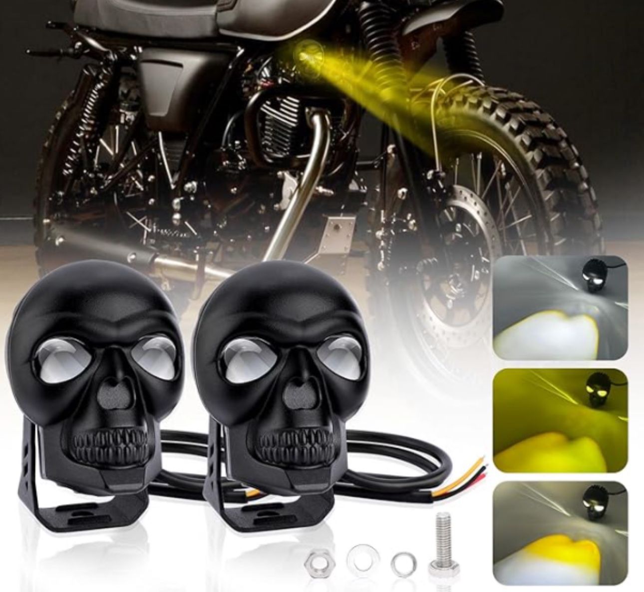 Skull Motorcycle LED Fog Lights 
