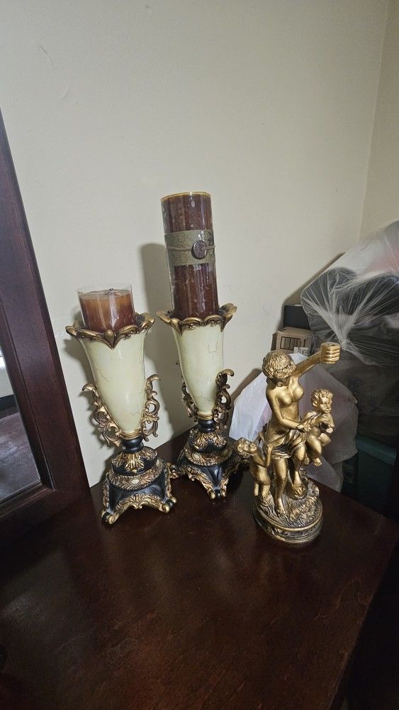 Juego adornos finos color bronce