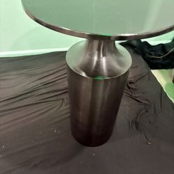 Round Aluminum Side Table in Black Nickel Finish