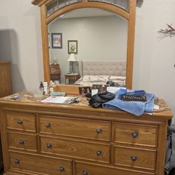 Bedroom Set- Dresser + mirror + 2 Matching Side Tables - Only $50 For All! Pick Up Today 