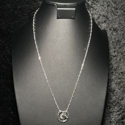 New 925 Sterling Silver Oxidized Horse Head & Horseshoe Pendant w/ 24" Italian Infinity Chain