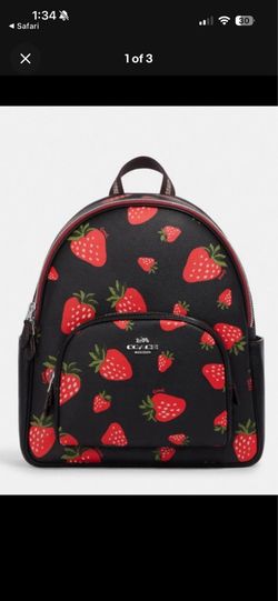 ☂️🍄Coach Court Backpack With Wild Strawberry Print CH509 🔥LAST ONE🔥NWT