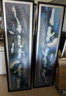 2 x Safebrook blue and silver beautiful oil canvas