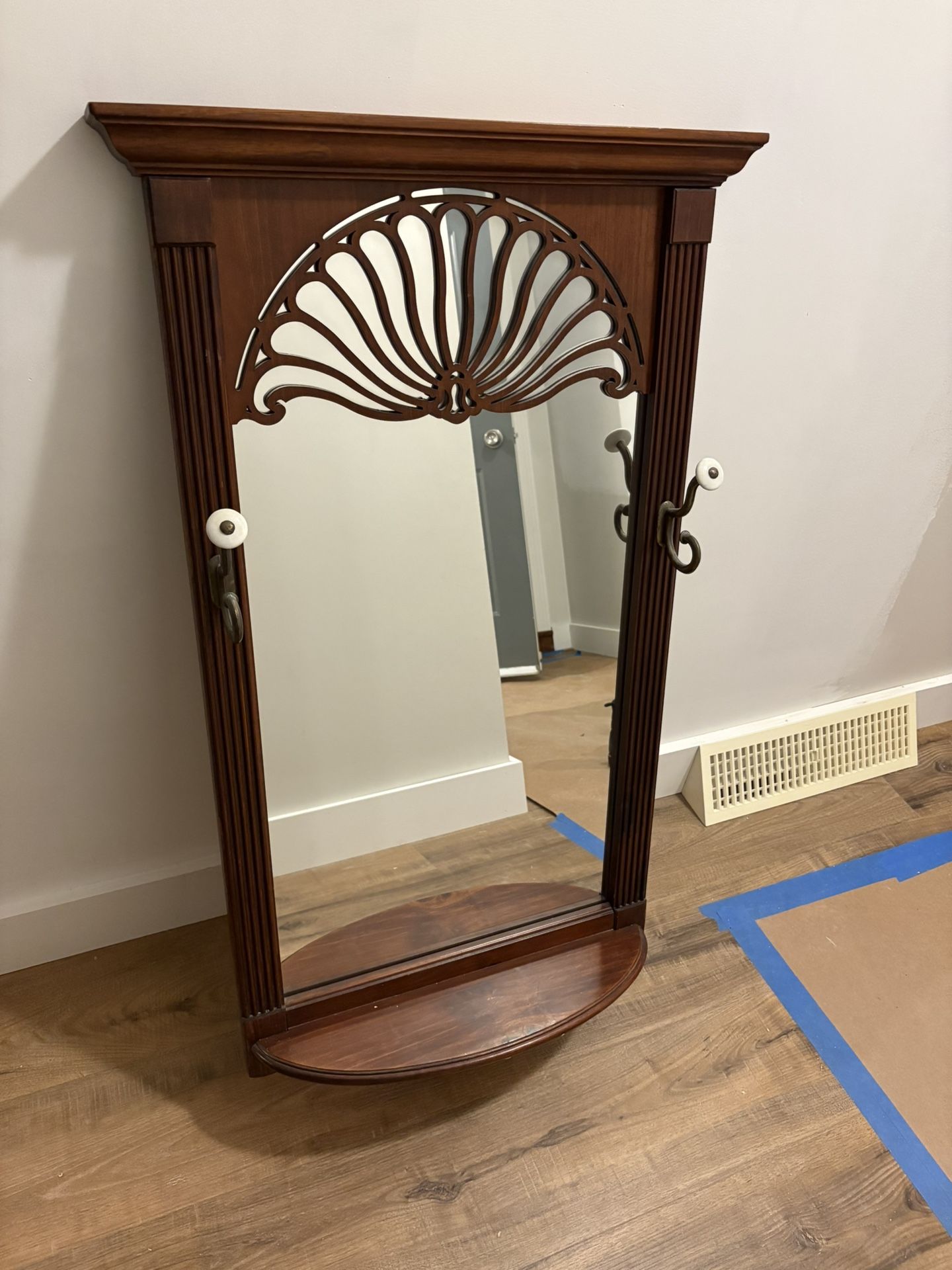 Antique Hanging Solid Wood Mirror - Excellent Condition