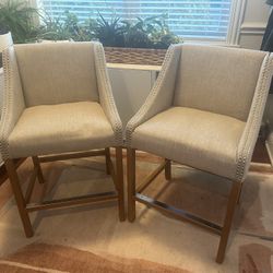 Set Of Two Grey Counter Stools With Studs 