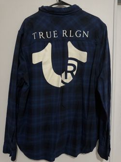 True Religion XXL Blue/Black Dress Shirt