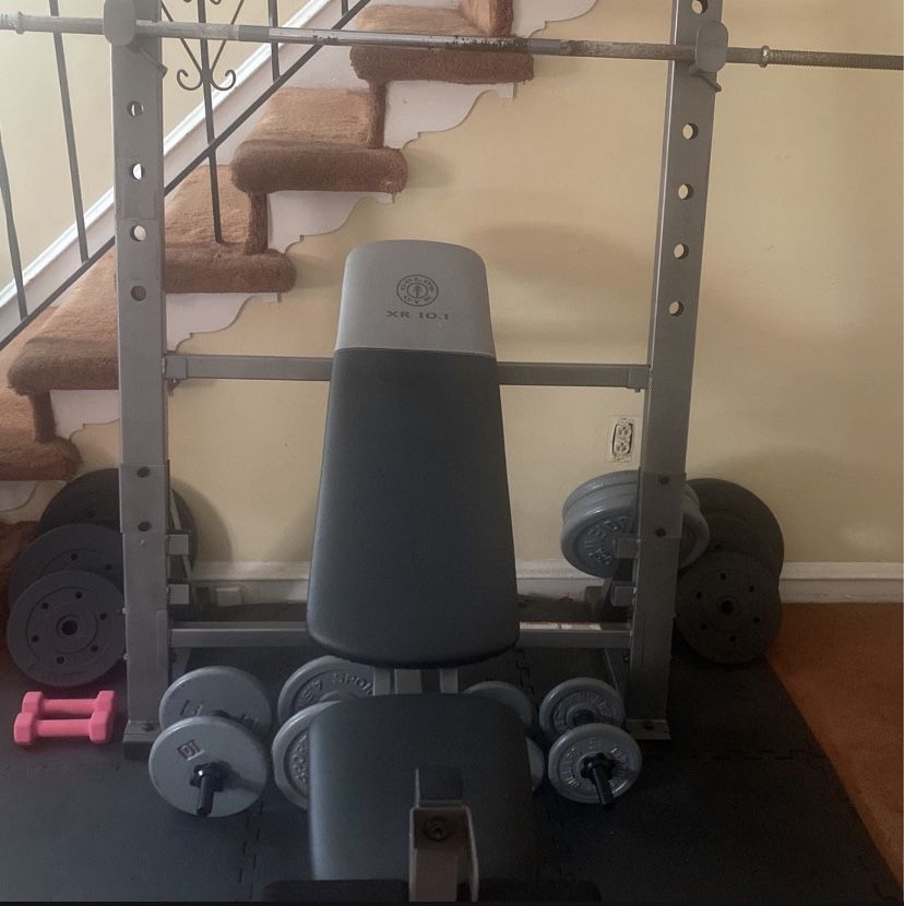Gold Gym Weight Bench With Weights 