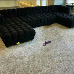 Lipa Black U Shape Sectional Couch 